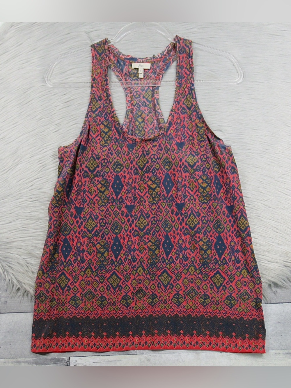 Joie Pink Multi Geometric Silk Racerback Tank Top - Size Small